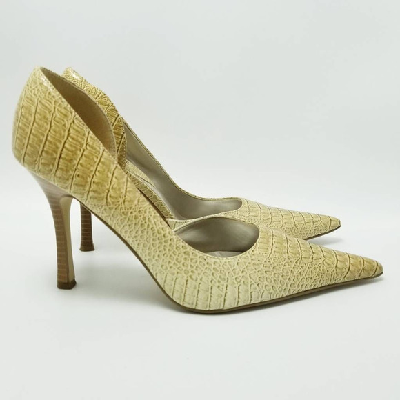 Diba Zana D'orsay Heels Shoes Crocodile Skin Pointed Toe Slip On Size 7M - Picture 1 of 12